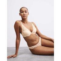 Rosie Silk & Lace Wired Plunge Bra A-E Pale Opaline