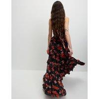 Floral Halterneck Maxi Tiered Dress