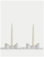 2pk Bow Ceramic Dinner Candle Holders
