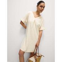 Linen Rich V-Neck Mini Shift Dress