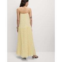 Chiffon Printed Scoop Neck Maxi Waisted Dress