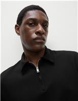 M&S Oversized Fit Cotton Rich Textured Polo Shirt Grey Marl