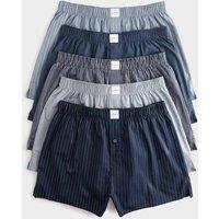 Autograph 5 Pack Pima Cotton Rich Striped Woven Boxers Blue Mix