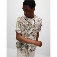 Regular Fit Linen Rich Printed Shirt