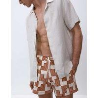Quick Dry Stretch Geometric Print Swim Shorts