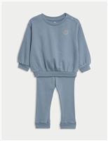 2pc Cotton Rich Blue Sweatshirt Outfit (0-3 Yrs)