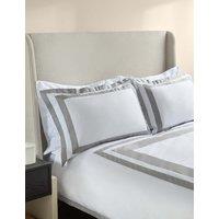 M&S X Kelly Hoppen Pure Cotton Double Border Bedding Set Grey/White