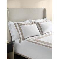 M&S X Kelly Hoppen Pure Cotton Double Border Bedding Set Taupe Mix