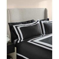 M&S X Kelly Hoppen Pure Cotton Double Border Bedding Set Black Mix