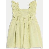 Cotton Rich Woven Frill Sleeve Dress (0-6 Yrs)