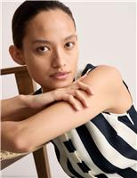 Pure Linen Striped Shell Top