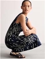 Pure Linen Dash Print Midi Dress