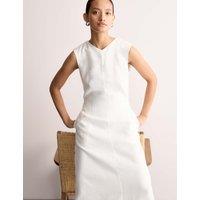 JAEGER Pure Linen Fit and Flare Dress White