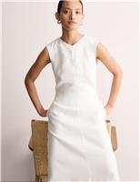 JAEGER Pure Linen Fit and Flare Dress White
