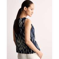 JAEGER Pure Linen Dash Print Shell Top Navy Mix