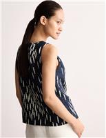 Pure Linen Dash Print Shell Top