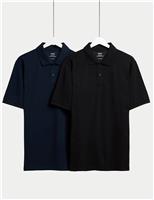 M&S Ultimate 2 Pack Cotton Rich Polo Shirts Black