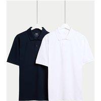 M&S Ultimate 2 Pack Cotton Rich Polo Shirts White