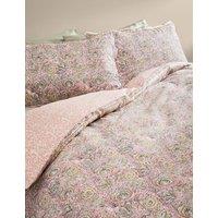 M&S Pure Cotton Woodblock Floral Bedding Set Pink Mix