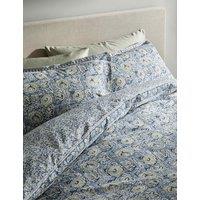 M&S Pure Cotton Woodblock Floral Bedding Set Blue Mix