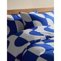 M&S Cotton Blend Sliced Spot Geometric Bedding Set Blue Mix