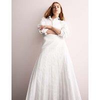Pure Cotton Drop Waist Midi A-Line Skirt