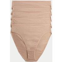 M&S 5pk Pure Cotton High Leg Knickers Rose Quartz