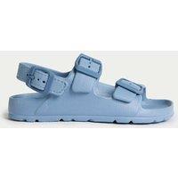 M&S Kids' Plain Buckle Footbed Sandals (4 Small - 2 Large) Blue