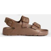 M&S Kids' Plain Buckle Footbed Sandals (4 Small - 2 Large) Brown