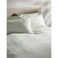 M&S Cotton Blend Striped Bedding Set Green Mix