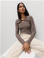 Ribbed Twist Front Top