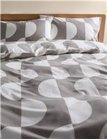 M&S Cotton Blend Sliced Spot Geometric Bedding Set Grey Mix