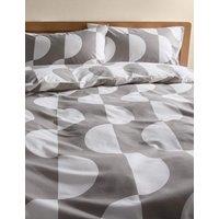 M&S Cotton Blend Sliced Spot Geometric Bedding Set Grey Mix