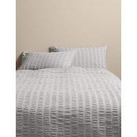 M&S Pure Cotton Striped Seersucker Bedding Set Grey