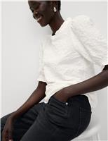 Cotton Rich Smocked Puff Sleeve Blouse