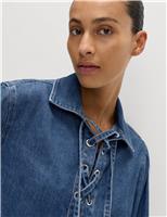 Denim Tie Fastening Blouse