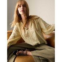 Pure Cotton Embroidered Popover Blouse
