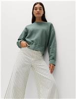 Pure Cotton Garment Dye Cropped Sweatshirt
