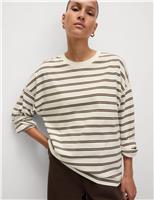 Pure Cotton Striped Crew Neck T-Shirt