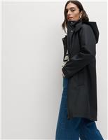 Rubber Funnel Neck Rain Parka Coat