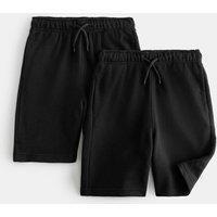M&S 2 Pack Adaptive Cotton Rich Plain Shorts (2-16 Yrs) Black