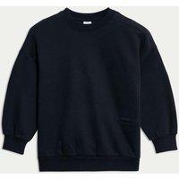 M&S Adaptive Cotton Rich Sweatshirt (2-16 Yrs) Navy
