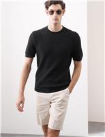 Linen Blend Textured Knitted T-Shirt