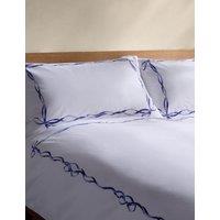 M&S Pure Cotton Bow Border Print Bedding Set Blue