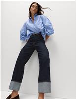 Premium Wide Leg Turn Up Jeans