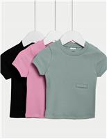 3pk Adaptive Cotton Rich Ribbed Short Sleeve T-shirts (2-16 Yrs)