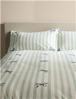 Pure Cotton Embroidered Bow Striped Bedding Set