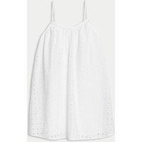 M&S Pure Cotton Broderie Dress (2-16 Yrs) White