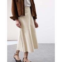 Leather Midi A-Line Skirt