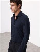 Tailored Fit Cotton Blend Pique Jersey Shirt